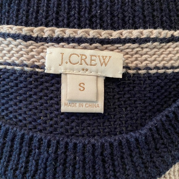 J.Crew three-quarter sleeve navy and beige striped sweater. Size S - Picture 4 of 4